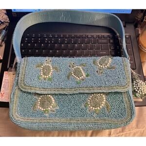 Viral TikTok Sea Turtle Beaded Bag w/Charm NWT Made in India